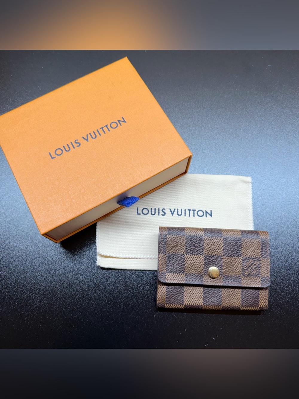 Louis Vuitton Damier Ebene Porte-Monnaie Plat Coin Purse